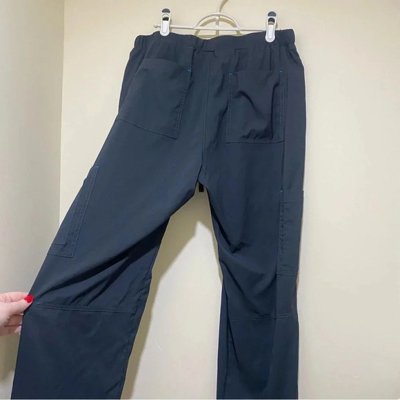 Women’s Koi Basics Navy Blue Flare Wide Leg  Scrub Stretch Pants Size M Tall NEW - Picture 9 of 16
